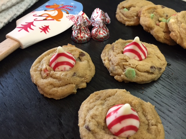 Candy Cane Kissed Chocolate Chip Cookies