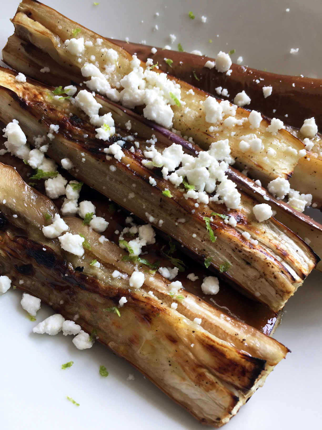 grilled eggplant with honey, lime and goat cheese Food Mamma