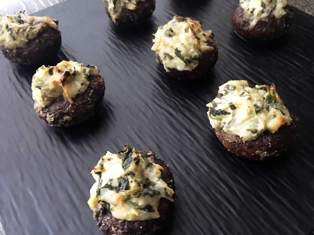 Spinach & Artichoke Dip Stuffed Mushrooms