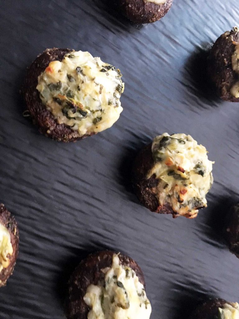 Spinach and Artichoke Dip Stuffed Mushrooms