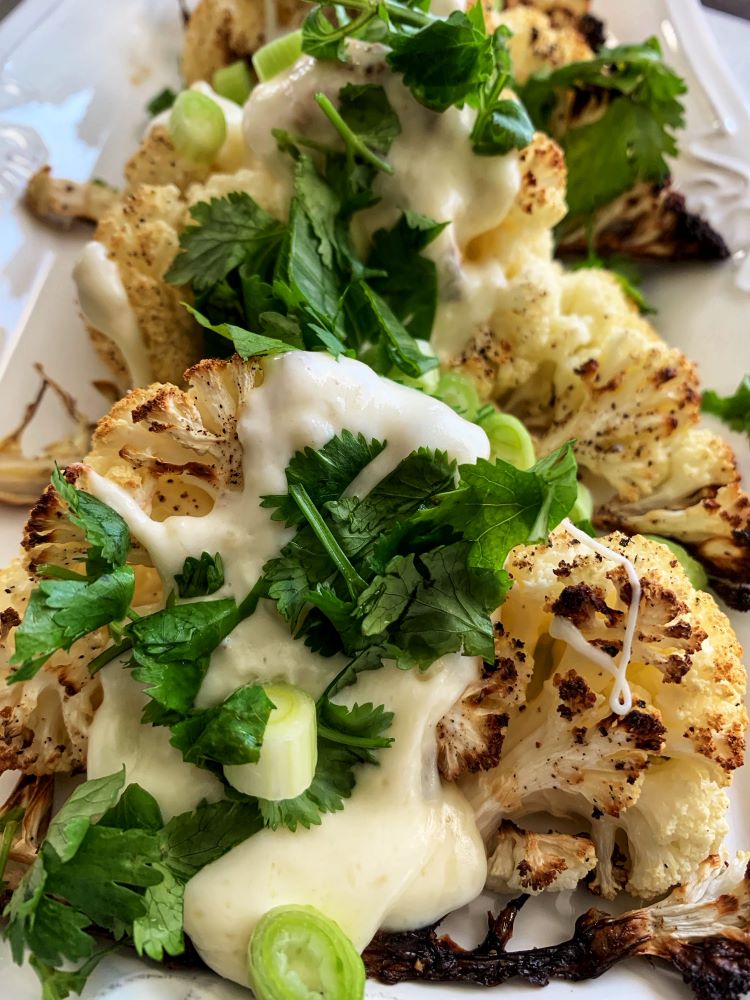 Roasted Cauliflower with Cheese Sauce