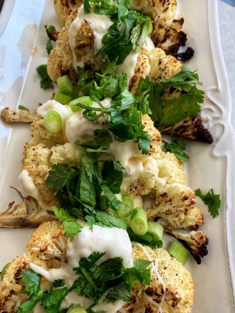 Roasted Cauliflower with Cheese Sauce