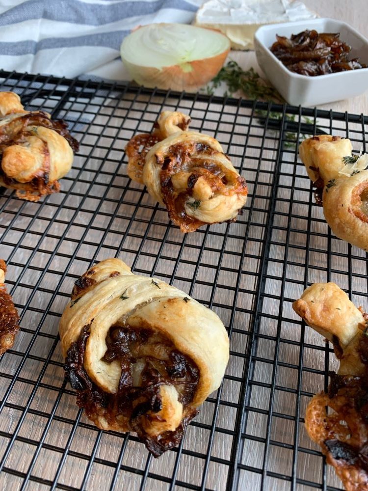 Puffy Balsamic Onion Jam and Brie Knots