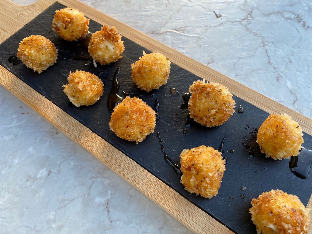 Fried Goat Cheese with Sriracha Honey