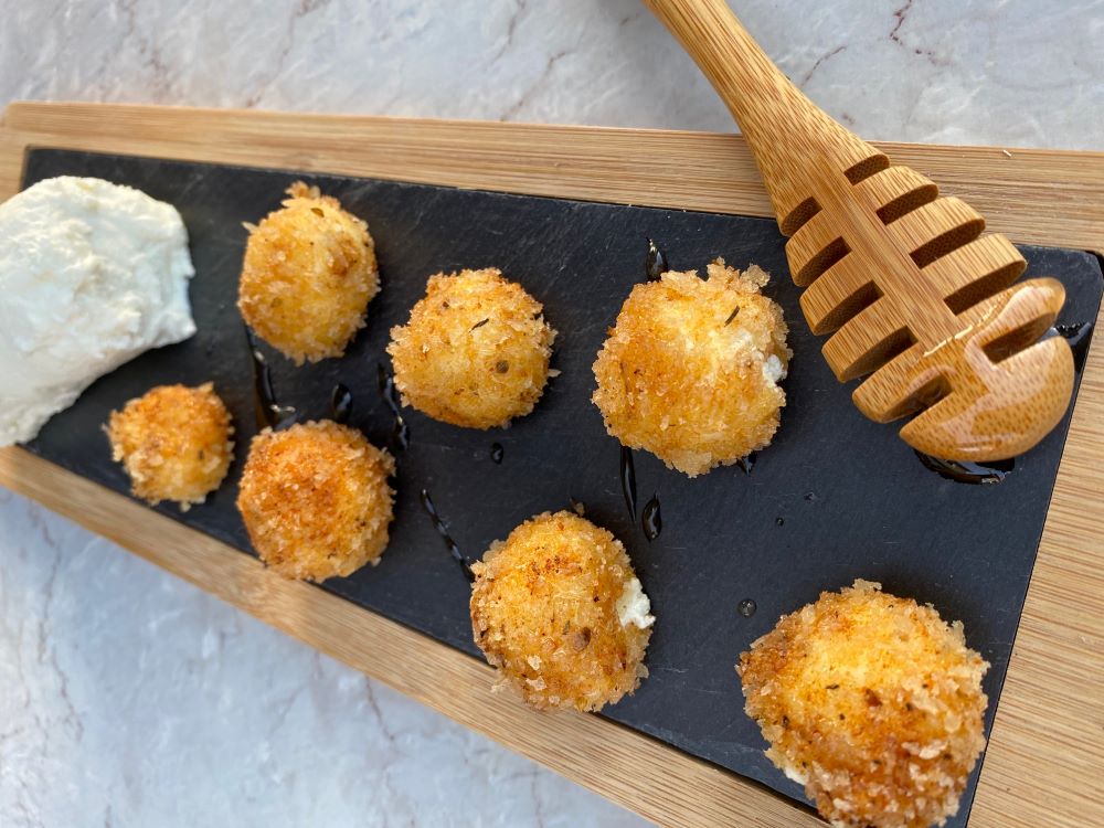 Fried Goat Cheese with Sriracha Honey