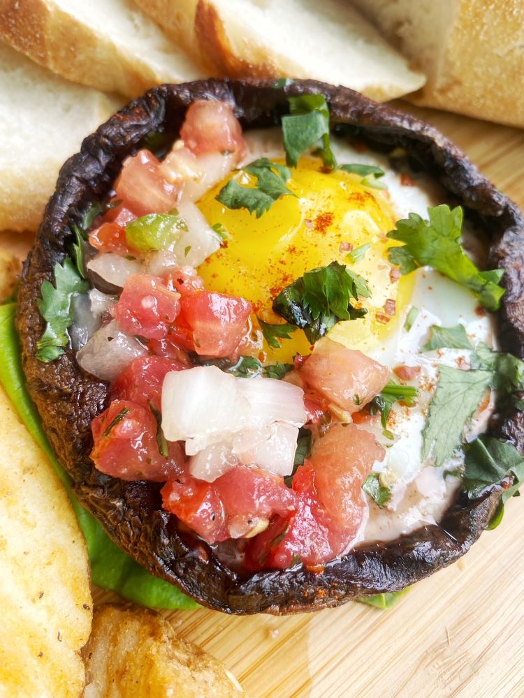 Mushroom Eggs with Bruschetta