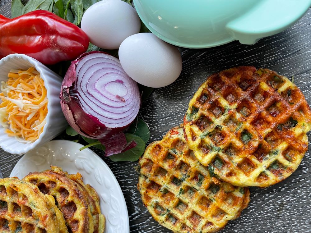 Crispy Cheesy Mini Waffle Maker Eggs (Amazing!!)