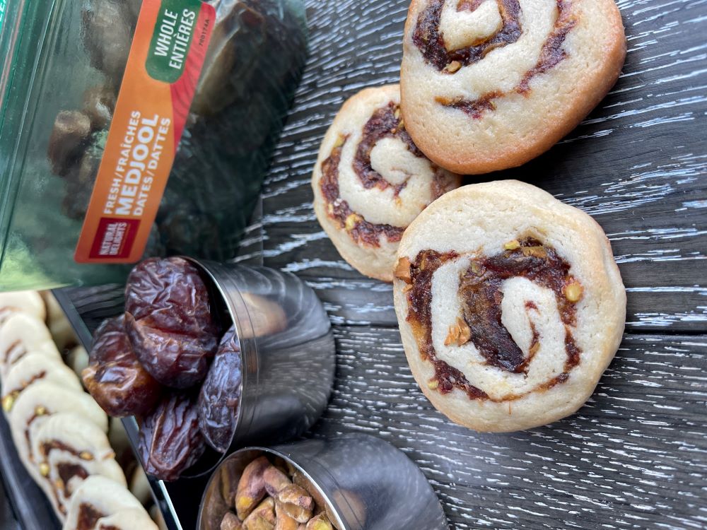 Medjool Date and Pistachio Pinwheel Cookies