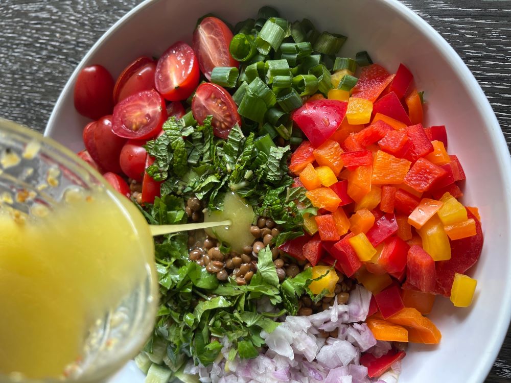 lentil salad with dressing