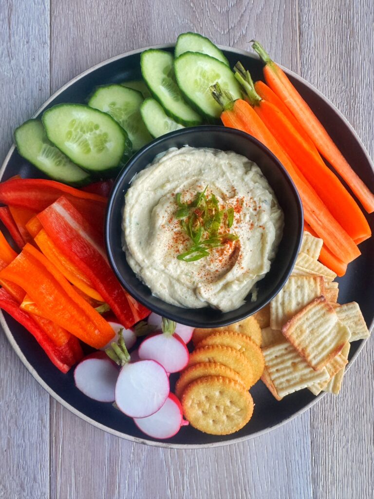 Platter with devilled eggs dip